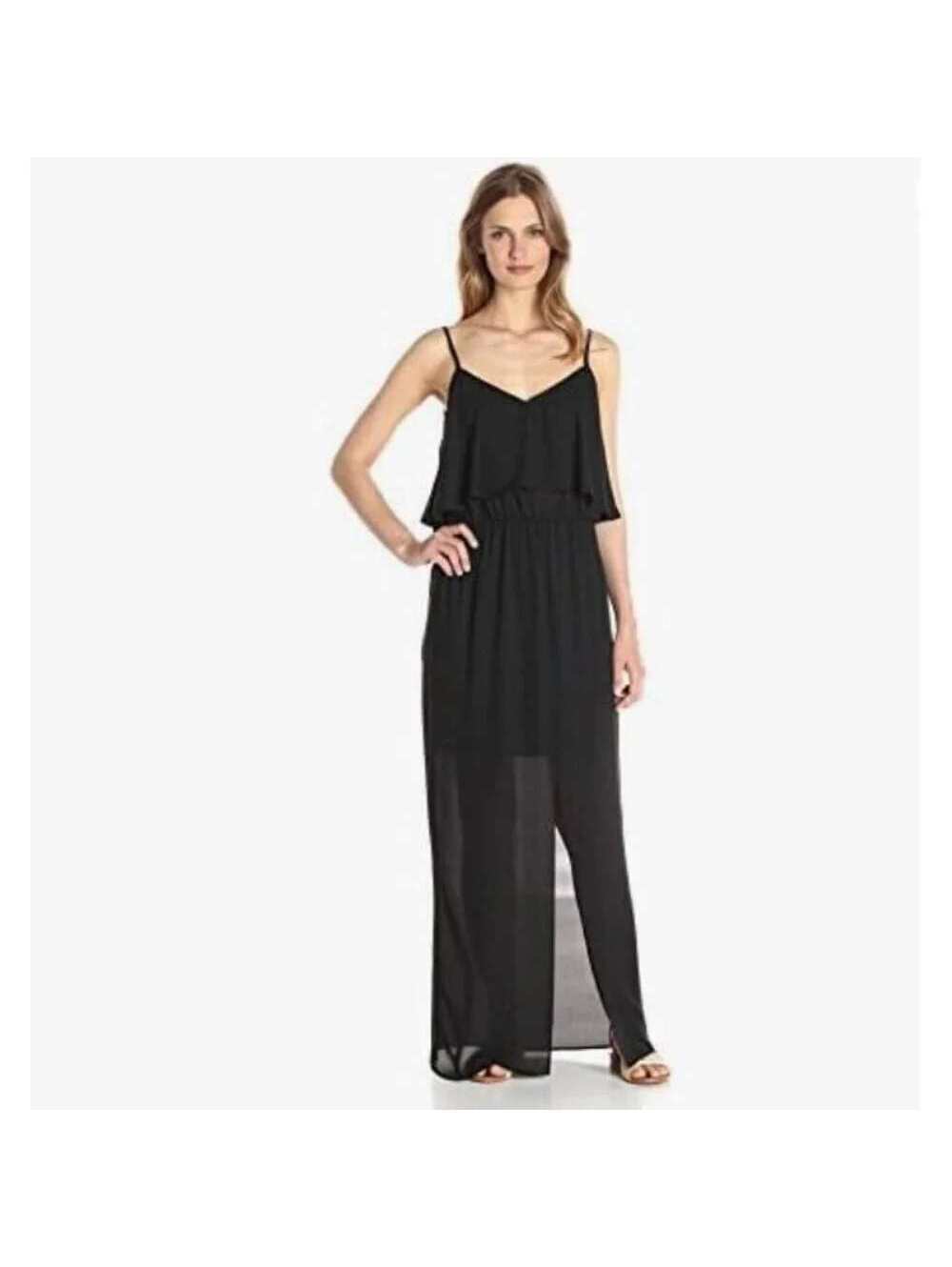 Lark & Ro Women's Sleeveless Tiered Maxi Dress, Black, Small NEW